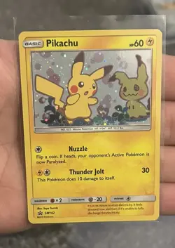 Pikachu & Mimikyu Holo Promo SM162 Sun & Moon Black Star Near Mint Pokemon Card - Image 1