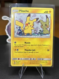 Pikachu SM162 Holo Black Star Promo Card Sun & Moon Mint/Near Mint w/ swirl - Image 1