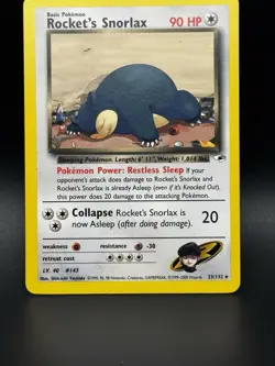 Pokemon TCG Rockets Snorlax 33/132 Gym Heroes Unlimited NM - LP - Image 1