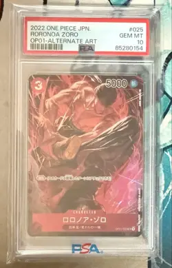 PSA10 Roronoa Zoro Alternate Art OP01-025 OP01 2022 One Piece Card Japanese - Image 3