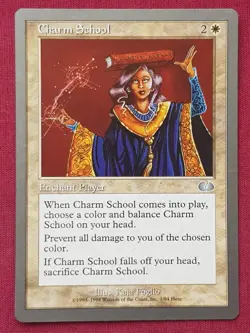 Magic The Gathering UNGLUED CHARM SCHOOL white card MTG - Image 1