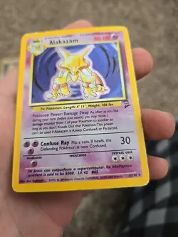 Alakazam 1/130 Base Set 2 Holo Rare Pokemon Card LP - Image 2