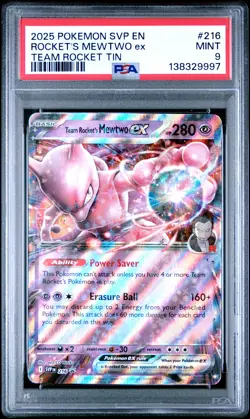 2025 POKEMON SVP EN-SV BLACK STAR PROMO #216 TEAM ROCKET'S MEWTWO EX PSA 9 - Image 1