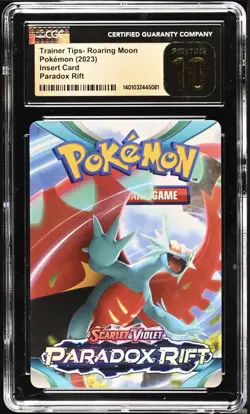 2023 Roaring Moon CGC 10 PRISTINE Trainer Tips Paradox Pop 1 Pokemon TCG PSA - Image 1