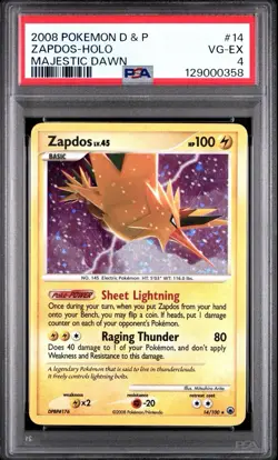 PSA 4 Zapdos Holo 2008 DP Pokemon Majestic Dawn #14 - Image 1