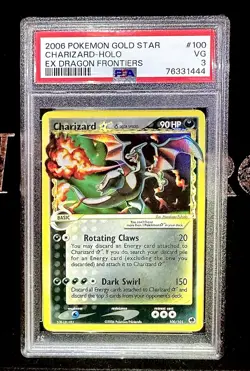 2006 POKEMON EX DRAGON FRONTIERS #100 CHARIZARD GOLD STAR HOLO 100/101 PSA 3 - Image 1