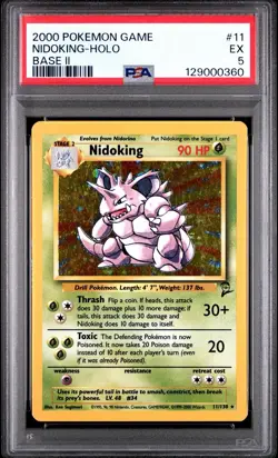 Graded PSA 5 2000 Pokemon Game - Nidoking - Holo - Base II - Image 1