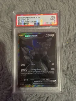 Pokemon TCG Zekrom EX 172/086 Black Bolt Full Art Holo Card BLK White Rare PSA 9 - Image 1