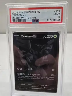 Pokemon TCG Zekrom EX 172/086 Black Bolt Full Art Holo Card BLK White Rare PSA 9 - Image 1