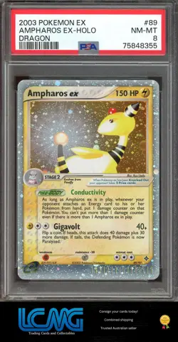 PSA 8 Pokemon TCG Card Dragon #89/97 Ampharos ex - Image 1