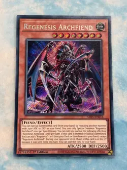 YUGIOH REGENESIS ARCHFIEND SECRET RARE NM ALIN-EN016 - Image 1