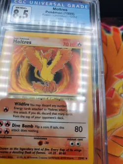 Pokemon Moltres Fossil Holo Rare 12/62 CGC 8.5 NM/MINT+ Card - Image 3