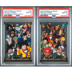 PSA 10 Morinaga Wafer Card Dragon Ball & One Piece Special Combo Goku Luffy Nami - Image 1