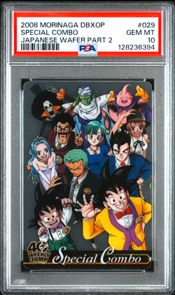 PSA 10 Morinaga Wafer Card Dragon Ball & One Piece Special Combo Goku Luffy Nami - Image 2
