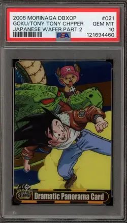 One Piece X Dragon Ball Goku/Tony Tony Chopper Morinaga Wafer 2 JPN #021 PSA 10 - Image 1