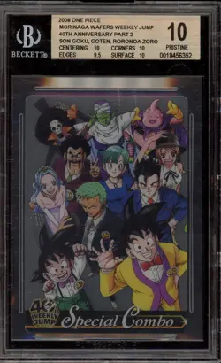 One Piece X Dragon Ball Son Goku/Goten/Roronoa Zoro Morinaga Wafers Jump BGS 10 - Image 1