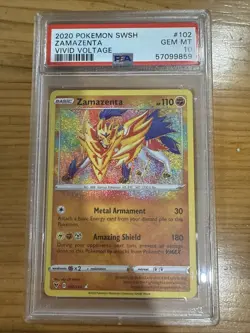 2020 Pokemon SWSH Zamazenta Vivid Voltage - PSA 10 - #102 Genuine - Image 1