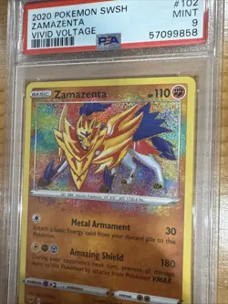 2020 Pokemon SWSH Zamazenta Vivid Voltage - PSA 9 MINT - #102 Genuine - Image 1
