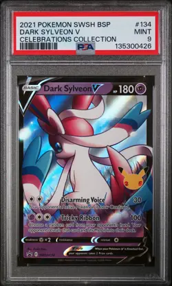 2021 POKEMON SWSH BLACK STAR PROMO CELEBRATIONS COLLECTION DARK SYLVEON V PSA 9 - Image 1