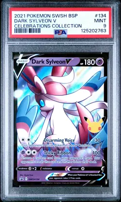 2021 POKEMON SWSH BLACK STAR PROMO CELEBRATIONS COLLECTION DARK SYLVEON V PSA 9 - Image 1