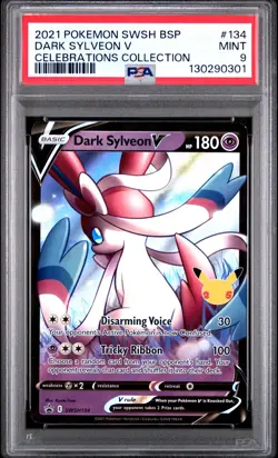 2021 POKEMON SWSH BLACK STAR PROMO CELEBRATIONS COLLECTION DARK SYLVEON V PSA 9 - Image 1