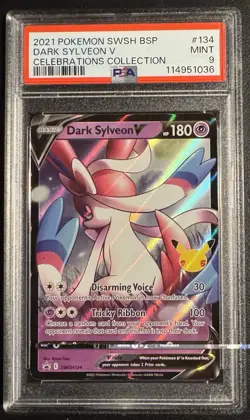 DARK SYLVEON V SWSH134 POKEMON CELEBRATIONS COLLECTION PSA 9 MINT BLACK STAR PRO - Image 1
