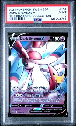 2021 POKEMON SWSH BLACK STAR PROMO CELEBRATIONS COLLECTION DARK SYLVEON V PSA 9 - Image 1