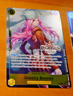 ONE PIECE ENGLISH CARD GAME HOLO REGIONALS CARTE JEWELRY BONNEY P-085 ST EN NM - Image 1