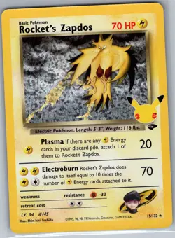 Rocket's Zapdos 15/132 Celebrations: Classic Collection - Pokemon Card - NM - Image 1