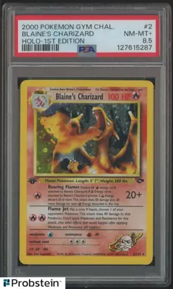 2000 Pokemon Gym Challenge #2 Blaine's Charizard Holo 1st Edition PSA 8.5 NM-MT+ - Image 1