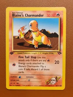 Blaine's Charmander 1st Edition 60/132 Gym Challenge Pokemon TCG Card WOTC NM - Image 1