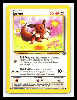 💥 Eevee 51/64 Jungle Set Non Holo Foil Pokemon 1999 Vintage Card - Image 1