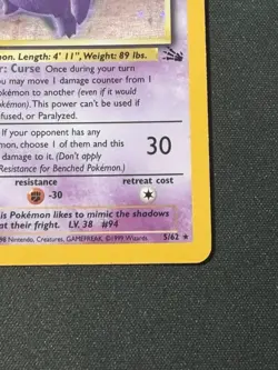 Pokemon Gengar 5/62 Fossil Holo Card 1999 WOTC Unlimited NM - Image 5