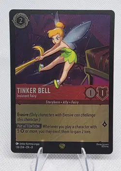 Tinker Bell Insistent Fairy Cold Foil Card 136/204 Reign of Jafar Lorcana TCG - Image 1