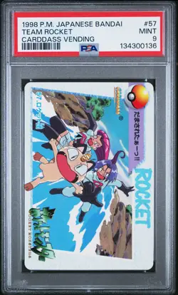 1998 POKEMON JPN BANDAI CARDDASS VENDING #57 TEAM ROCKET PSA 9 - Image 1