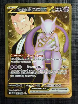 Pokemon TCG Team Rockets Mewtwo EX Gold Secret Rare Destined Rivals 240/182 - Image 1