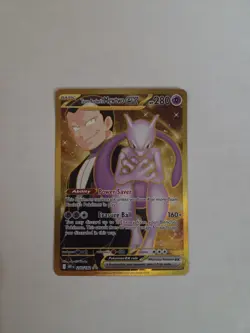 Pokemon TCG Mewtwo EX Team Rockets Gold Rare Card 240/182 Destined Rivals - Image 1