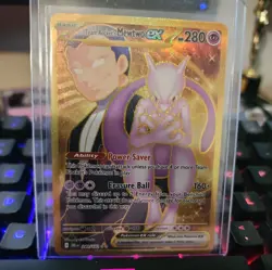 Team Rocket's Mewtwo ex 240/182 Destined Rivals Pokemon Gold Hyper Rare TCG NM - Image 1