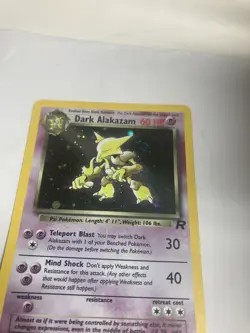 Pokemon TCG Dark Alakazam 1/82 Team Rocket Unlimited Holo Rare LP-MP W/HoloSwirl - Image 1