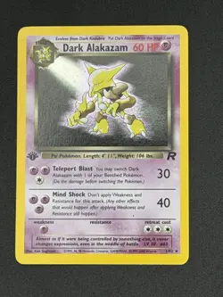 Pokemon 1st Edition Dark Alakazam TCG 1/82 Unlimited Holo Rare - LP - Image 2