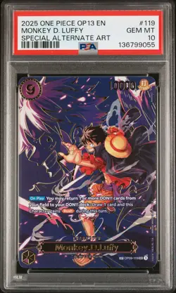 2025 ONE PIECE CARRYING ON HIS WILL SPECIAL ALT ART #119 MONKEY D. LUFFY PSA 10 - Image 1