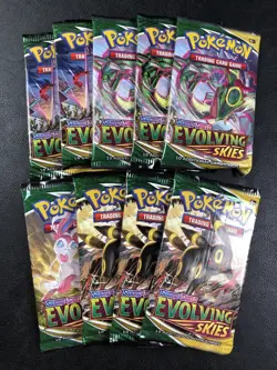9x Pokemon TCG Sword & Shield Evolving Skies Booster Pack Factory Sealed! - Image 1