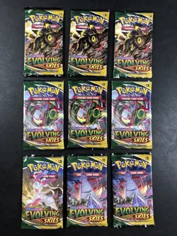 9x Pokemon TCG Sword & Shield Evolving Skies Booster Pack Factory Sealed! - Image 2