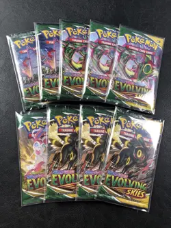9x Pokemon TCG Sword & Shield Evolving Skies Booster Pack Factory Sealed! - Image 4