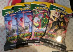 4 x Pokemon Evolving Skies Sword And Shield Booster Pack Sleeved Factory Sealed - Image 1