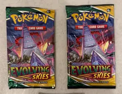 2021 POKEMON SWORD & SHIELD EVOLVING SKIES FACTORY SEALED BOOSTER PACK LOT OF 3 - Image 2