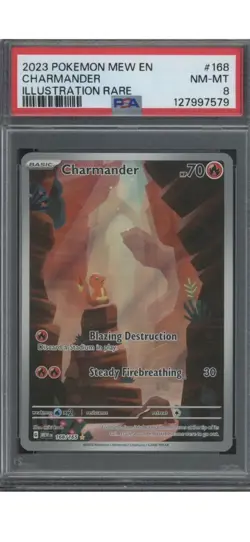 2023 Pokemon MEW EN Illustration Rare #168 Charmander PSA 8 - Image 1