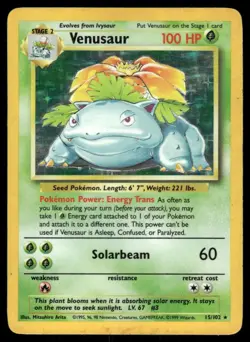Pokemon Tcg Venusaur #15 Pokemon Base Set MP - Image 1