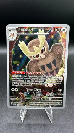 Pokemon Noctowl 141 Pokemon Center Black Star Stellar Crown Promo Holo TCG Card - Image 1