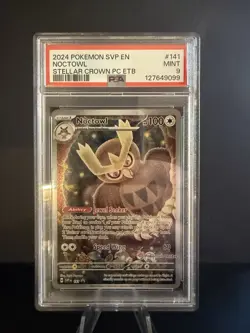 Noctowl 141 Pokemon Center Stamp TCG SVP Stellar Crown Black Star Promo - PSA 9 - Image 1